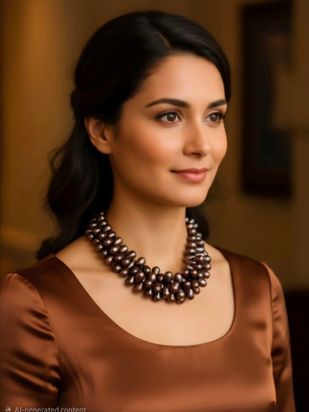 Double Strand Chocolate Freshwater Teardrop Pearls